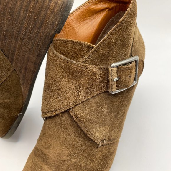 LUCKY Brand Size 6 Ankle Buckle Boots Brown Suede - Picture 2 of 7